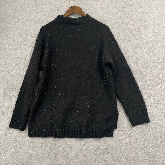 NEW Well Worn Wool Blend  Womens M Black Speckled Knit Sweater mock neck - Picture 1 of 9
